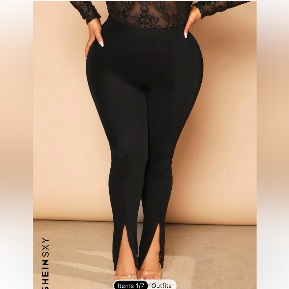Shein SXY plus high waisted slit hem skinny pants